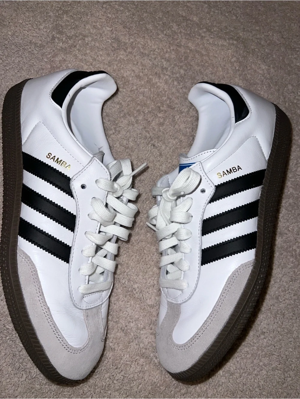 adidas Men’s Classic White Sneakers with Black Stripes and Gum Sole